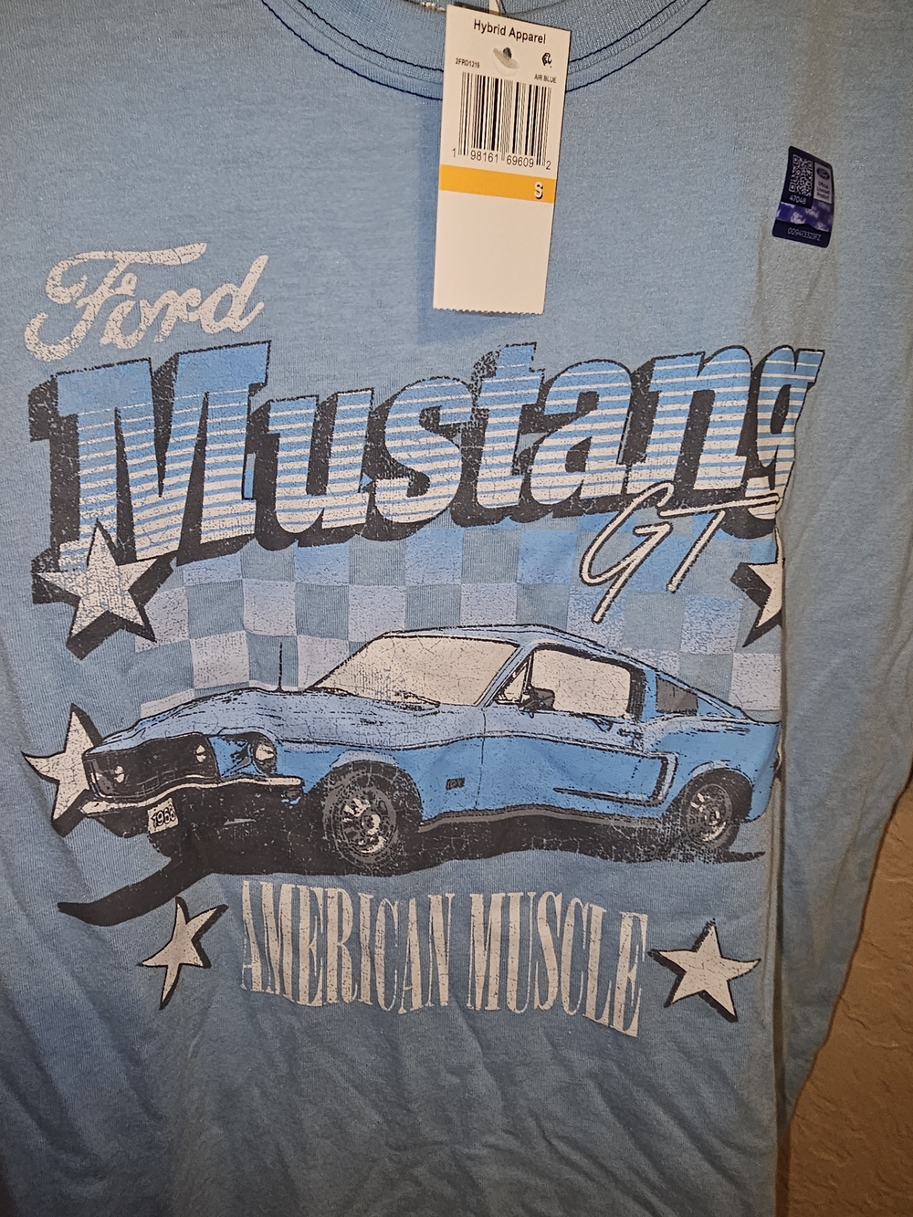 Ford Light Blue Mustang Graphic Short Sleeve Tee